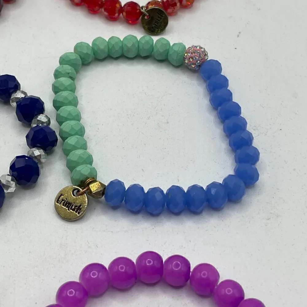 Erimish Beaded Stretch Bracelets Set of Six Multicolor OS One Size